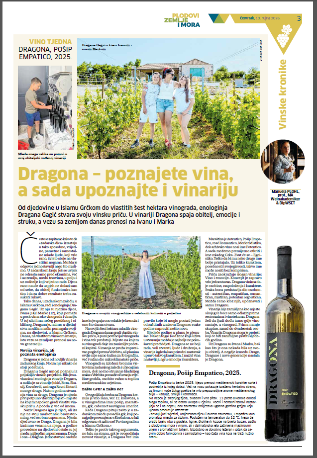 Novinska stranica Plodovi zemlje i mora, 10. rujna 2026.